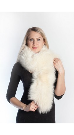 White cream fox fur scarf